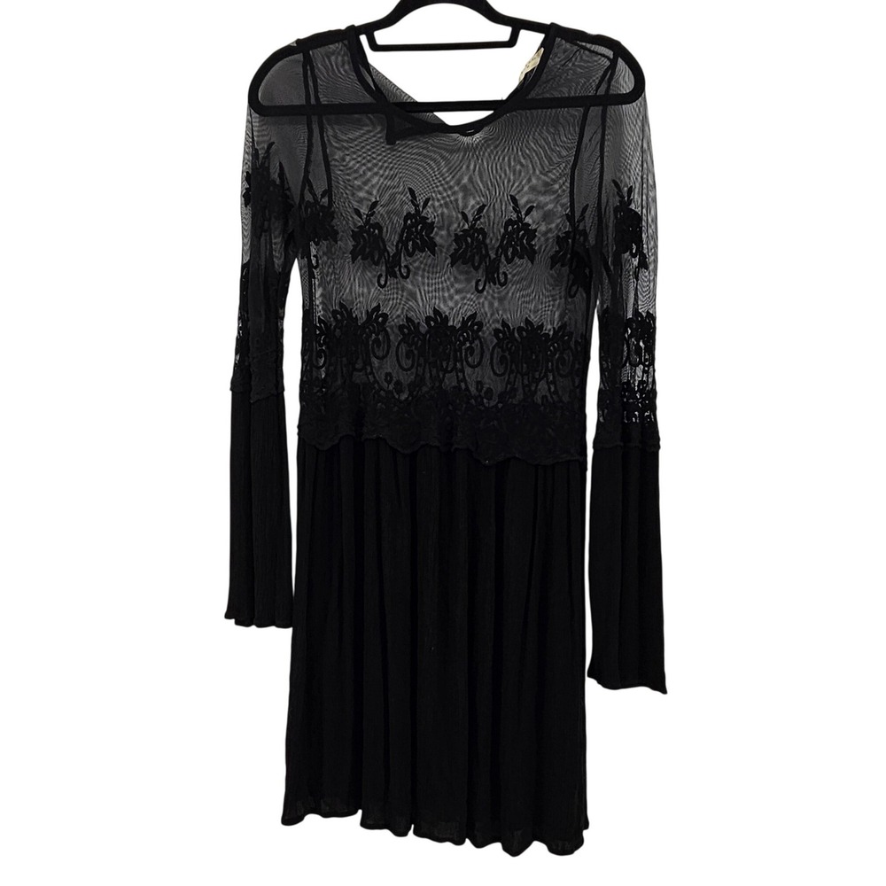 Altar'd State Black Sheer Mesh Whimsigoth Goth Mini Dress Medium